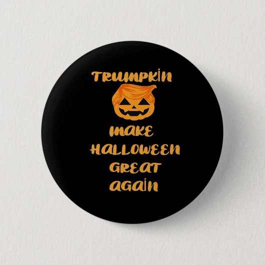 Trumpkin Pumpkin Halloween Design - Funny Autumn Q Button (Vorderseite)