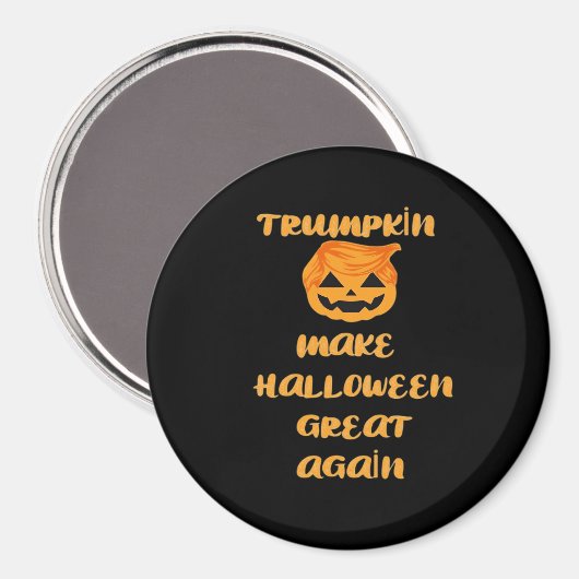 Trumpkin Pumpkin Halloween Design - Funny Autumn Q Magnet (Vorderseite/Rückseite)