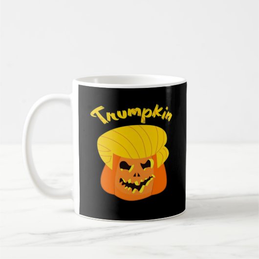 Trumpkin Pumpkin Halloween Design - Retro Slogan Kaffeetasse (Links)
