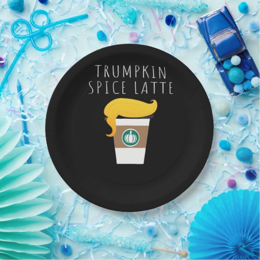 Trumpkin Spice Latte Funny Donald Joke Pumpkin Spi Pappteller (Party)