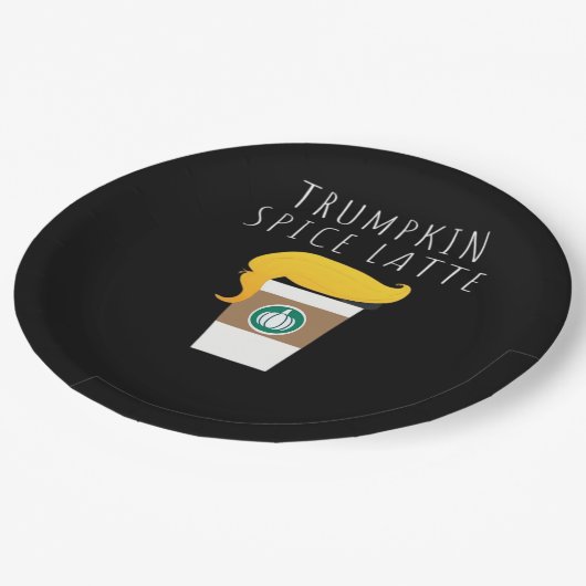 Trumpkin Spice Latte Funny Donald Joke Pumpkin Spi Pappteller (Schrägansicht)