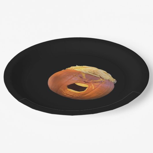 Trumpkin - Witziges Halloween Pappteller (Schrägansicht)