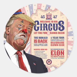 Trumps Clown Show Circus - Vintage Poster Design Runder Aufkleber