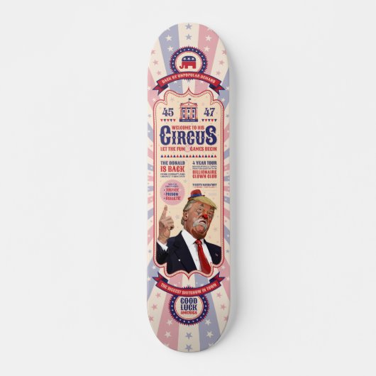 Trumps Clown Show Circus - Vintage Poster Design Skateboard (Vorne)