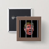 Trumps glänzender Kopf hinter Gefängnisbars Button (Vorne & Hinten)