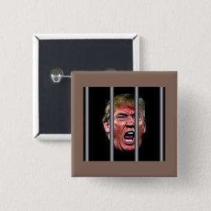 Trumps glänzender Kopf hinter Gefängnisbars Button