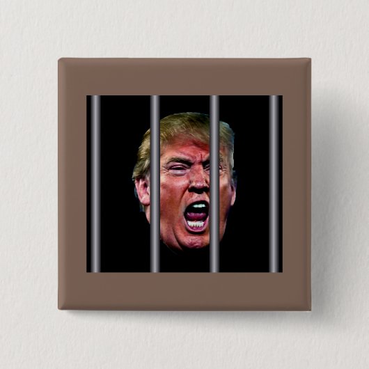 Trumps glänzender Kopf hinter Gefängnisbars Button (Vorderseite)