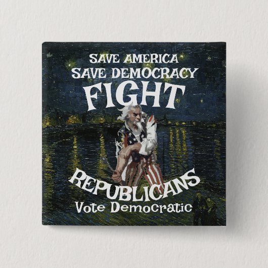 TRUMPS TOTE HG FV LF FEIERN PARTY LEBEN TEE BUTTON (Vorderseite)