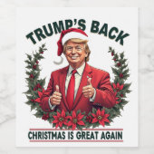 Trumps Zurück Weihnachten ist wieder großartig Wei Weinetikett (Einzelnes Label)