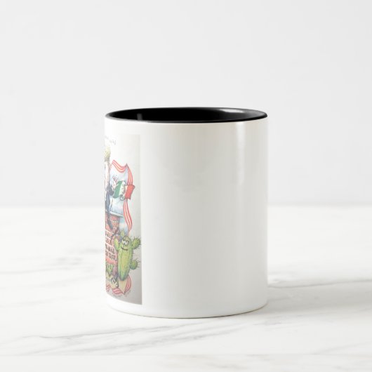 TRUMPTY DUMPTY SAT AUF EINER WAND ZWEIFARBIGE TASSE (Mittel)