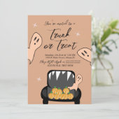 Trunk eine Leckerei Halloween Ghost Einladung (Stehend Vorderseite)