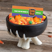 Trunk oder Leckerei buntes Halloween Danke Mini Visitenkarte