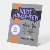 Trunk oder Leckerei Graues Halloween Unternehmen V Sockelschild (Vorderseite)