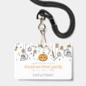 Trunk oder Leckerei Modernes Chic Halloween-Party Ausweis (Rückseite mit Lanyard)