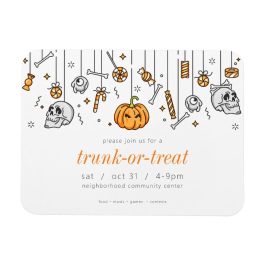 Trunk oder Leckerei Modernes Chic Halloween-Party Magnet (Horizontal)