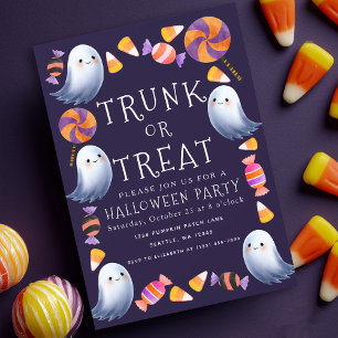 Trunk oder Leckerei Niedliche Geister Candy Hallow Einladung