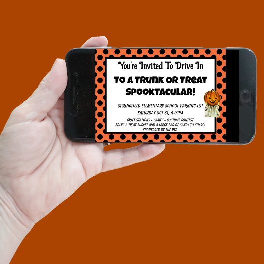 Trunk oder Leckerei Pumpkin Dots Kinder Halloween- Einladung