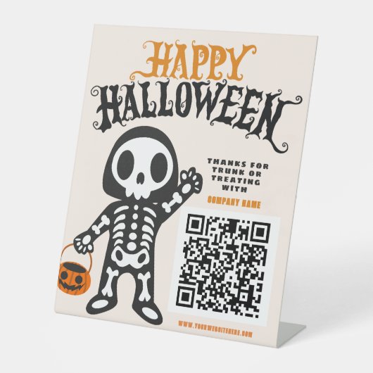 Trunk oder Leckerei Skeleton Business Vielen Dank Sockelschild (Vorderseite)