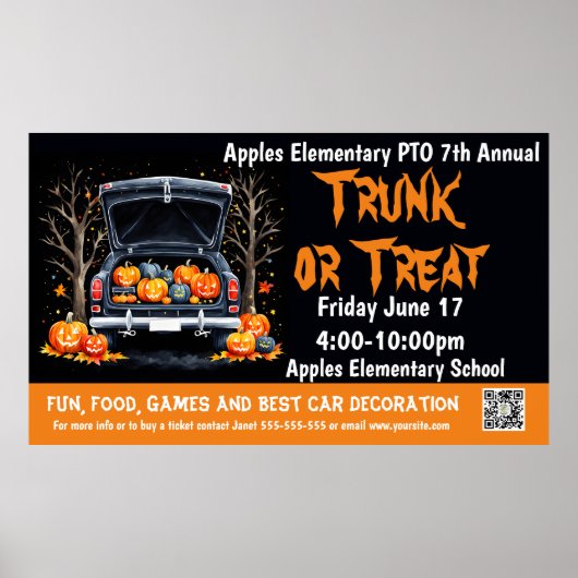 Trunk oder Treuen Sie Fundraiser PTO PTA Church Ba Poster (Vorne)
