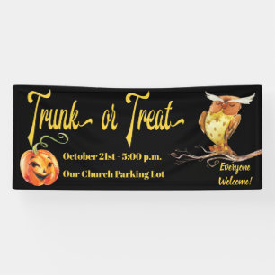 Trunk or Treat Halloween-Kürbis & Eule Banner