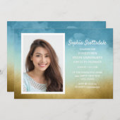 Trunk Party Dorm Shower Sky Blue Gold Foto Girl Einladung (Vorne/Hinten)