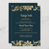 Trunk Party Navy Blue Vintag Gold Abschluss Einladung (Vorne/Hinten)