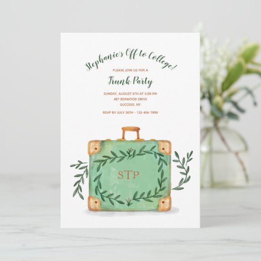 Trunk Party Valise Einladung (Stehend Vorderseite)