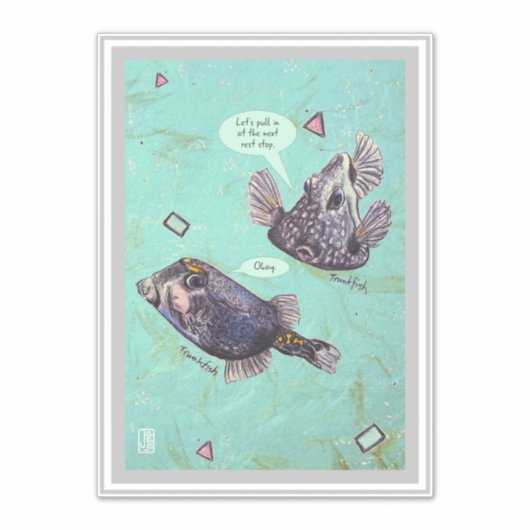 Trunkfish 14" x 14" Vinyl-Koffer Aufkleber (Vorderseite)