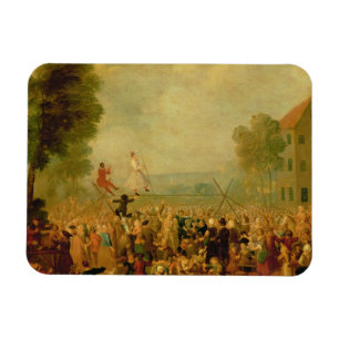 Truppe von Akteuren, die auf einem Höhepunkt Darst Magnet