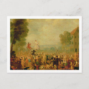 Truppe von Akteuren, die auf einem Höhepunkt Darst Postkarte