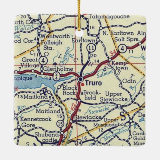 Truro Nova Scotia Vintage Karte Keramikornament (Rückseite)
