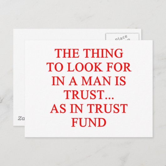 TRUST Fund Gold Grabscherz Postkarte (Vorne/Hinten)