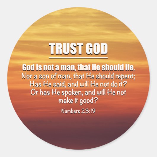 TRUST GOD Inspiration Christliche Schrift Runder Aufkleber (Vorderseite)