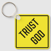 Trust God Metal Square Schlüsselanhänger (Vorderseite)