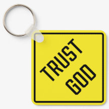 Trust God Metal Square Schlüsselanhänger