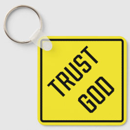 Trust God Metal Square Schlüsselanhänger