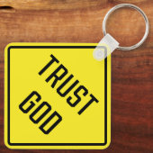 Trust God Metal Square Schlüsselanhänger (Rückseite)