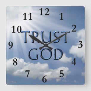 TRUST GOD QUADRATISCHE WANDUHR