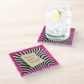 Trust in God's Timing pink glitter zebra y2k Glasuntersetzer (Schrägansicht)