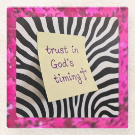 Trust in God's Timing pink glitter zebra y2k Glasuntersetzer