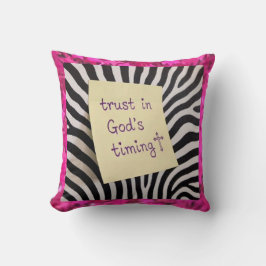Trust in God's Timing pink glitter zebra y2k Kissen