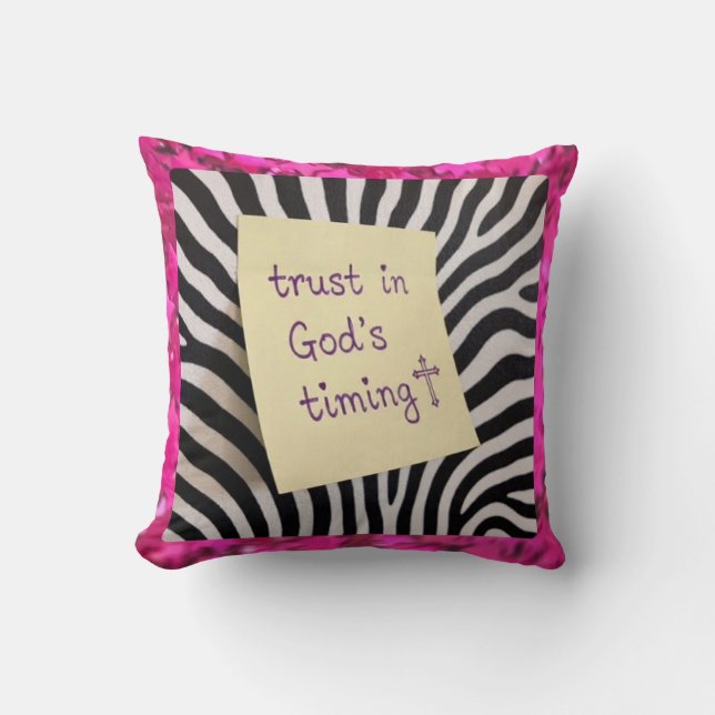 Trust in God's Timing pink glitter zebra y2k Kissen (Vorderseite)