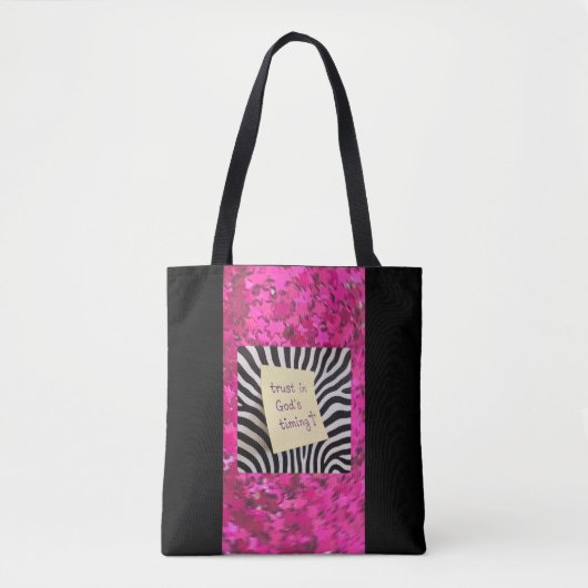 Trust in God's Timing pink glitter zebra y2k Tasche (Vorderseite)