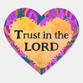Trust In The Lord Fish Leaves Purple Green Orange Herz-Aufkleber