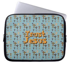 “Trust Jesus” With Crosses Christian Themed Laptopschutzhülle