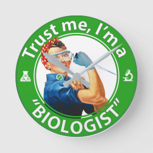 Trust me, I'm a "Biologist" logo wall clock Runde Wanduhr