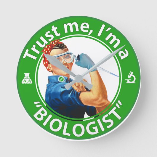 Trust me, I'm a "Biologist" logo wall clock Runde Wanduhr (Vorderseite)