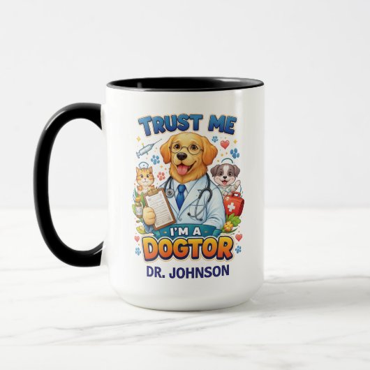 Trust Me I'm A Dogtor | Funny Veterinarian Tasse (Links)
