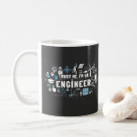 TRUST ME, I'M AN ENGINEER feat Maxwell Gleichungen Kaffeetasse<br><div class="desc">TRUST ME, I'M AN ENGINEER featuring Maxwell ecuations. Vertrau mir, glaube an mich, denn: Ich bin Ingenieur! Ob Elektrotechniker oder Maschinenbauer oder Wirt-Ing., ganz egal. Ingenieurstechnische Symbole und viele Details auf diesem Design: Mathematische Formeln, wie Duchflutungsgesetz, Induktionsgesetz und gaußscher Satz. Zahnräder, Muttern und Hundepfotenabdrücke. It's not a bug, it's a...</div>