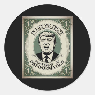 "Trust Niemand" - Trump Banknote Parody Runder Aufkleber